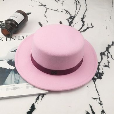 Шляпа унисекс Канотье с устойчивыми полями и лентой розовая фото