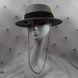 Шляпа женская Канотье Calabria с металлическим декором и цепочкой серая, Нет в наличии, Серый, One Size