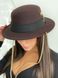 Шляпа женская Канотье Calabria с металлическим декором и цепочкой коричневая, Нет в наличии, Коричневый, One Size