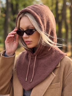 Женский капор Sheepskin из экомеха и воротником коричневый (шоколад) фото