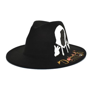 Шляпа Федора унисекс Graffiti Demon с устойчивыми полями черная фото