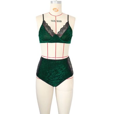 Жіноча піжама оксамитова Velvet: ліф та шорти зелена (смарагдова) фото