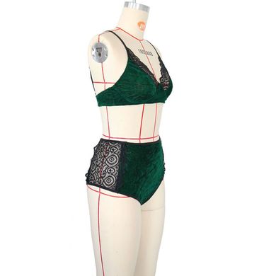 Жіноча піжама оксамитова Velvet: ліф та шорти зелена (смарагдова) фото