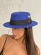 Шляпа женская Канотье Calabria с металлическим декором и цепочкой синяя (электрик), Нет в наличии, Синий, One Size