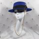 Шляпа женская Канотье Calabria с металлическим декором и цепочкой синяя (электрик), Нет в наличии, Синий, One Size