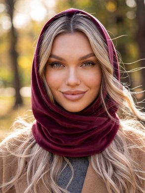 Женский капор Michaela из велюра двойной бордовый (вишневый) фото