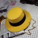 Шляпа женская Канотье Calabria с металлическим декором и цепочкой желтая, Нет в наличии, Желтый, One Size