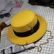 Шляпа женская Канотье Calabria с металлическим декором и цепочкой желтая, Нет в наличии, Желтый, One Size