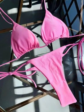 Купальник раздельный Thongs со стрингами и завязками розовый фото