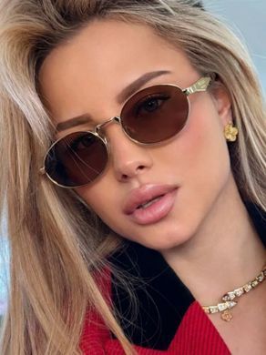 Солнцезащитные очки овальные PR Milano Oval коричневые с золотом фото