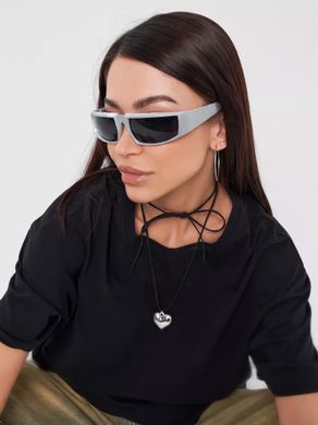 Солнцезащитные очки унисекс Cyberpunk серебристые с черным фото