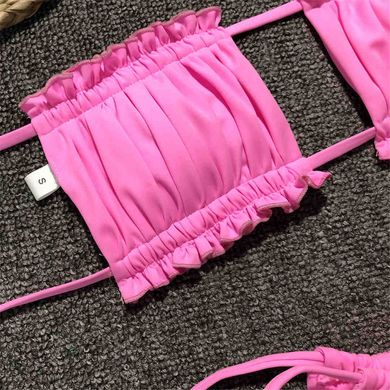Купальник раздельный Шторки с завязками розовый фото