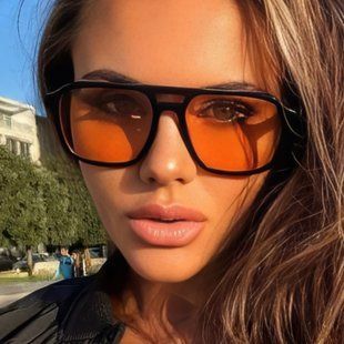 Солнцезащитные очки авиатор Daily имиджевые оранжевые с черным фото